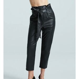 COMMANDO Faux Leather Paperbag Waist Crop Pants Black XL